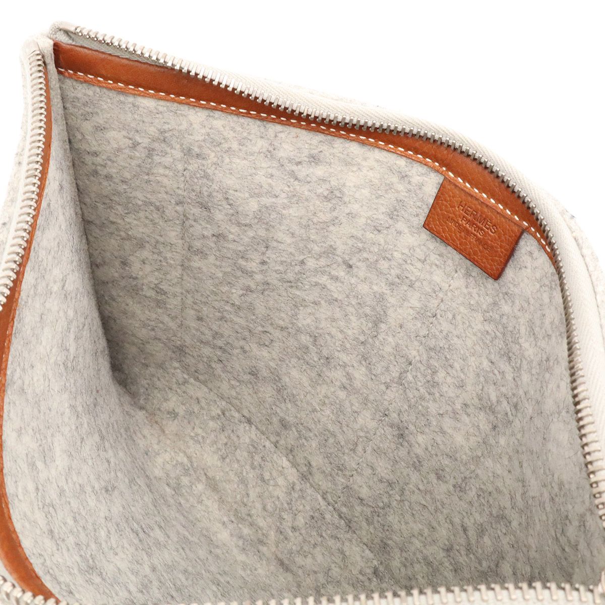 Hermes Toodoo 29 Clutch Second Pouch Business Felt Veau Epsom Light Gray Brown — view 8