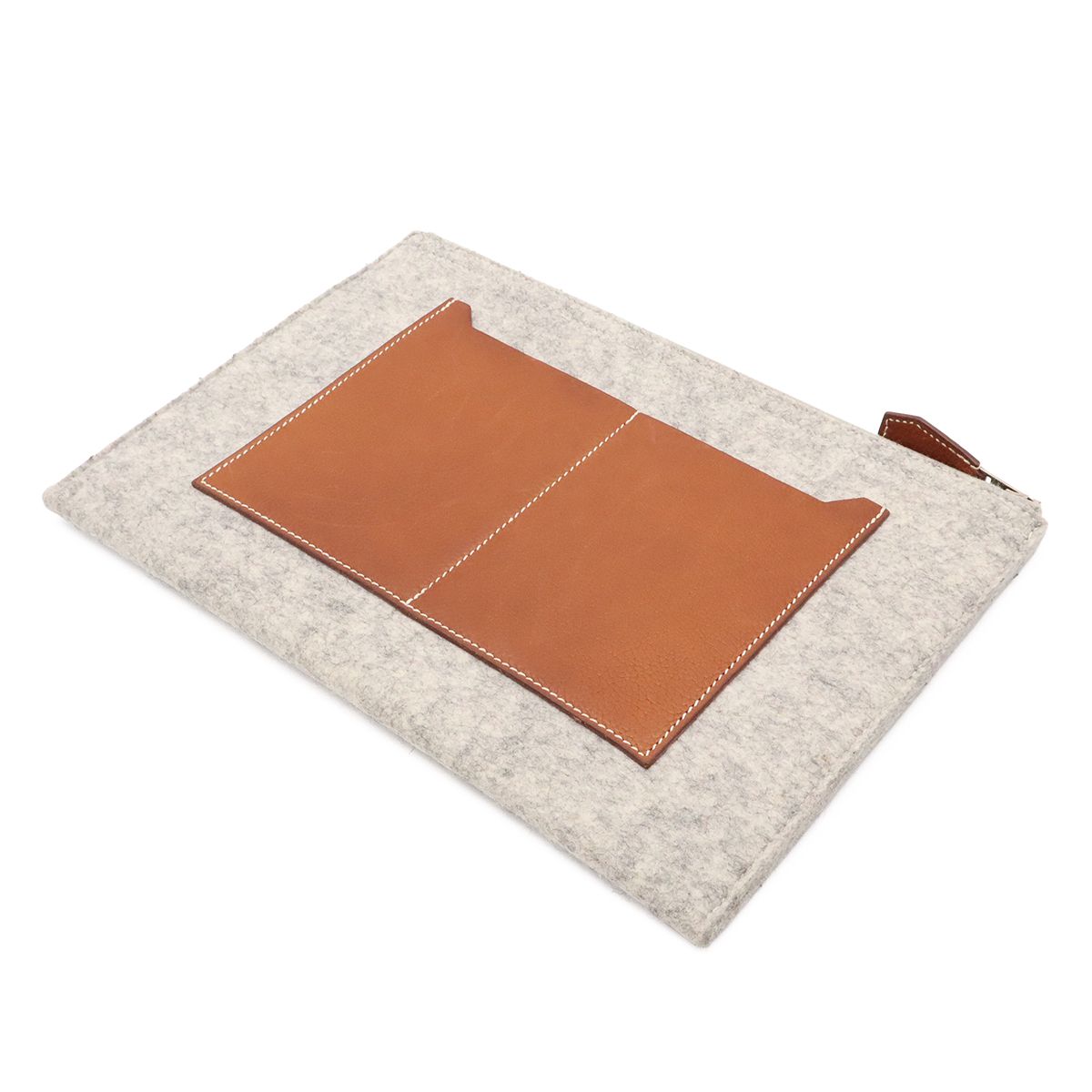 Hermes Toodoo 29 Clutch Second Pouch Business Felt Veau Epsom Light Gray Brown — view 2