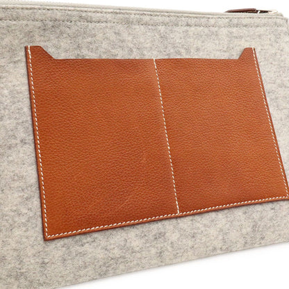 Hermes Toodoo 29 Clutch Second Pouch Business Felt Veau Epsom Light Gray Brown — view 7
