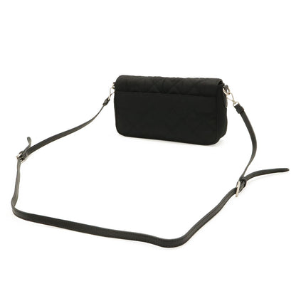 Prada Shoulder Bag Pochette 2-Way Clutch Quilted Nylon Leather Nero Black Silver — view 2