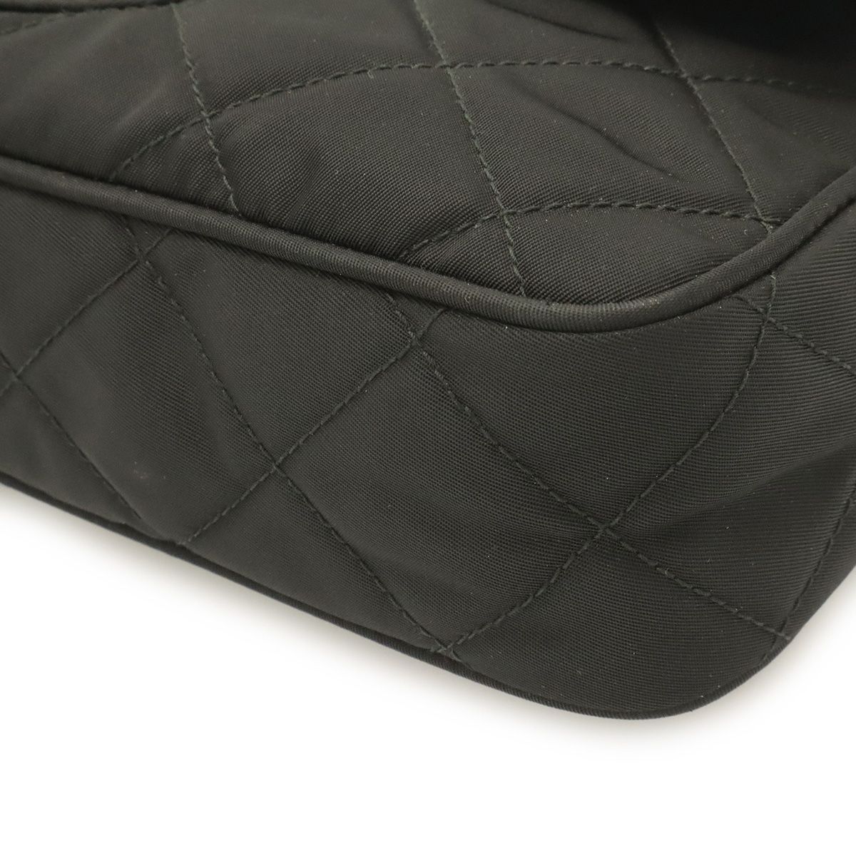 Prada Shoulder Bag Pochette 2-Way Clutch Quilted Nylon Leather Nero Black Silver — view 3