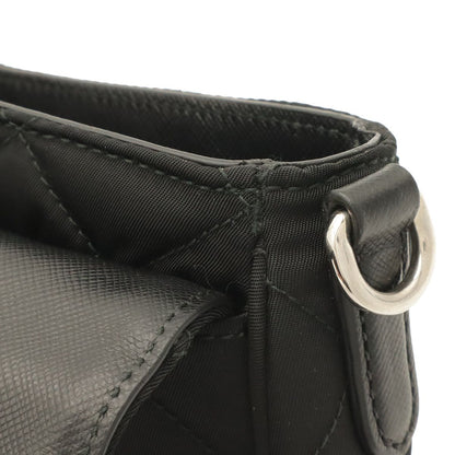 Prada Shoulder Bag Pochette 2-Way Clutch Quilted Nylon Leather Nero Black Silver — view 7