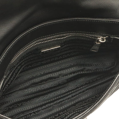 Prada Shoulder Bag Pochette 2-Way Clutch Quilted Nylon Leather Nero Black Silver — view 6