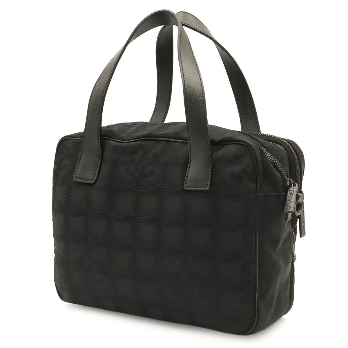 Chanel New Travel Line Handle Tote Mini Bag Nylon Jacquard Leather Black — view 2