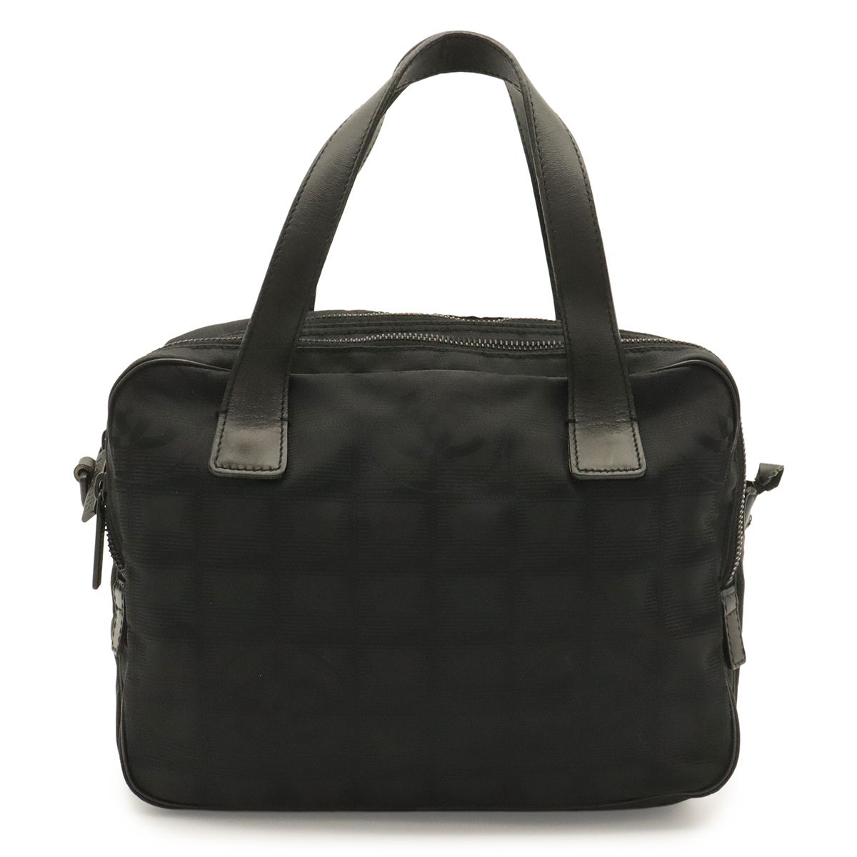 Chanel New Travel Line Handle Tote Mini Bag Nylon Jacquard Leather Black