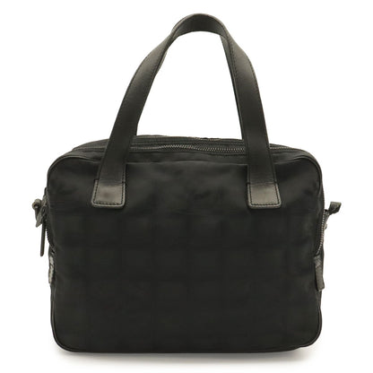 Chanel New Travel Line Handle Tote Mini Bag Nylon Jacquard Leather Black