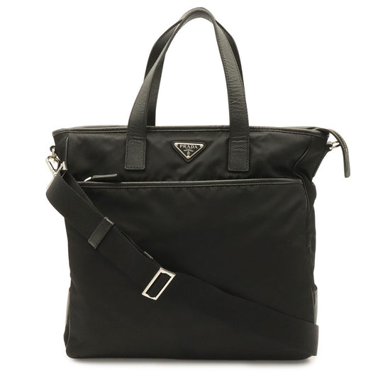 Prada Triangle Logo Tote Business 2-Way Shoulder Bag Crossbody Nylon Leather