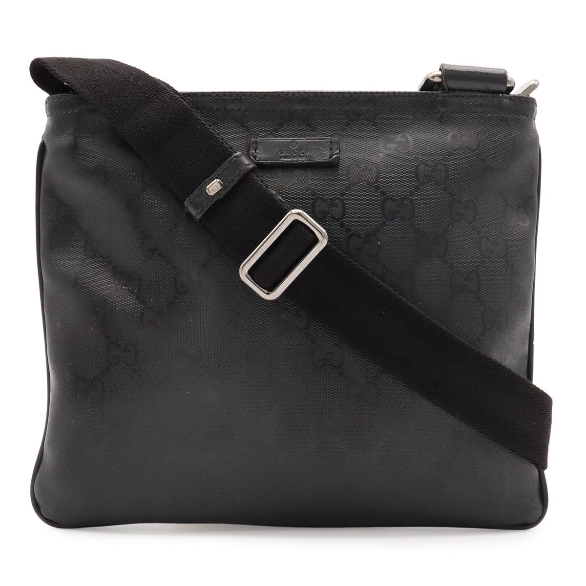 Gucci GG Supreme Shoulder Bag Pochette Crossbody Leather Black Silver
