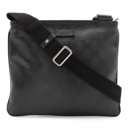 Gucci GG Supreme Shoulder Bag Pochette Crossbody Leather Black Silver