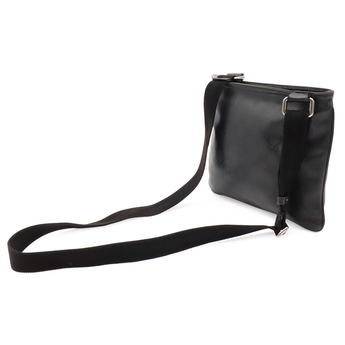 Gucci GG Supreme Shoulder Bag Pochette Crossbody Leather Black Silver — view 2