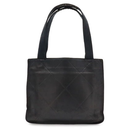 Chanel Boutique Tag Handle Tote Bag Lattice Lambskin Leather Black