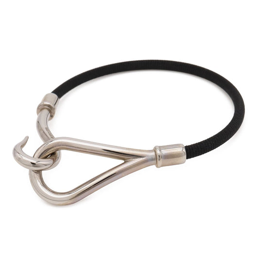 Hermes Jumbo Bracelet Nylon Cord Black Silver