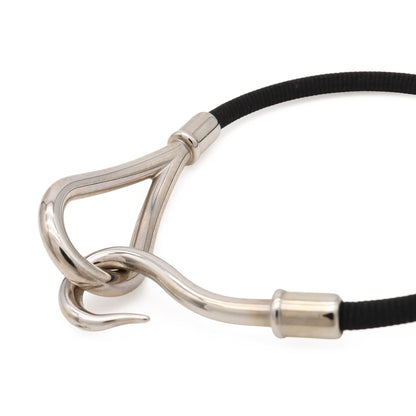 Hermes Jumbo Bracelet Nylon Cord Black Silver — view 3