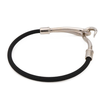 Hermes Jumbo Bracelet Nylon Cord Black Silver — view 2