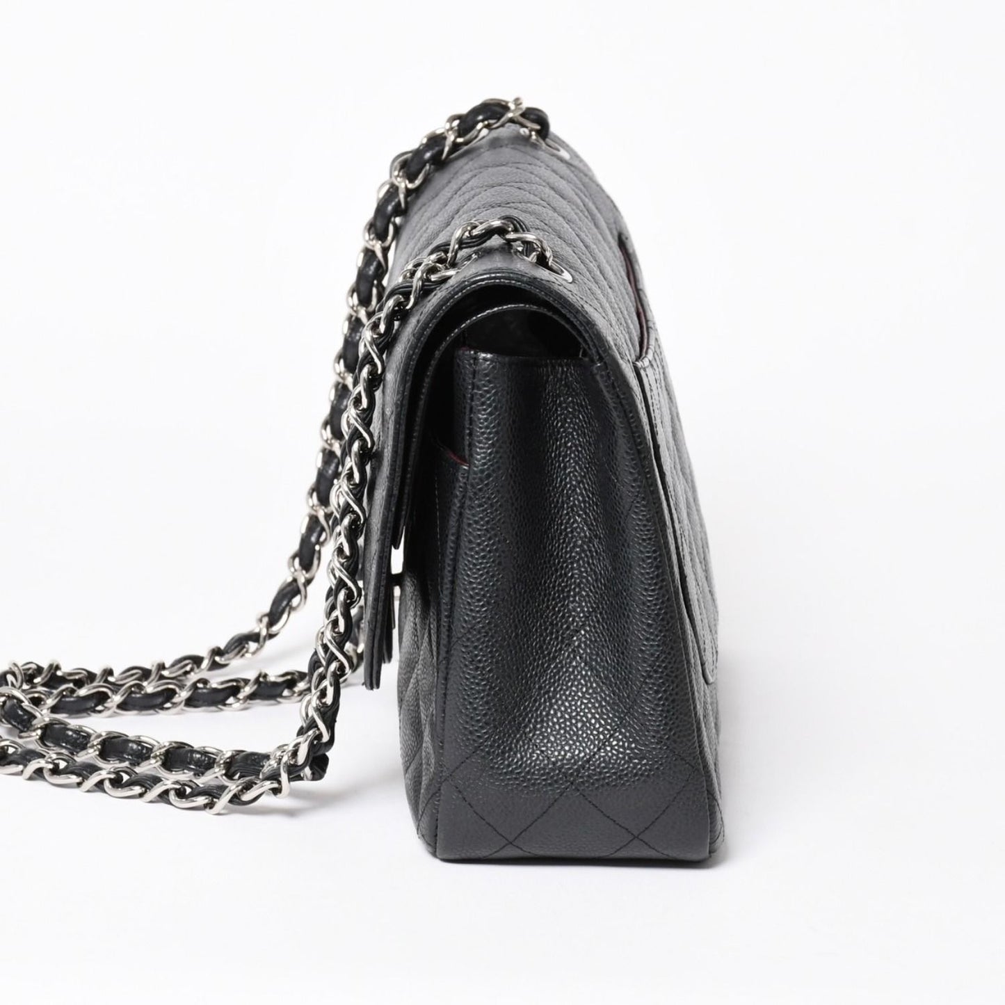 Chanel Maxi Quilted 30 Double Flap Chain Shoulder Bag CC Logo Caviar Leather — view 4