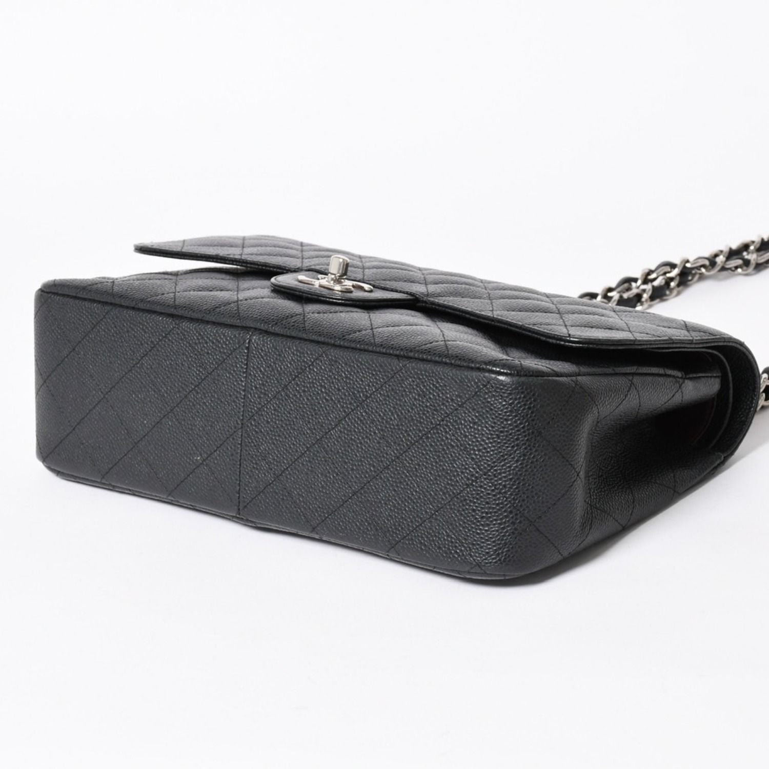 Chanel Maxi Quilted 30 Double Flap Chain Shoulder Bag CC Logo Caviar Leather — view 8