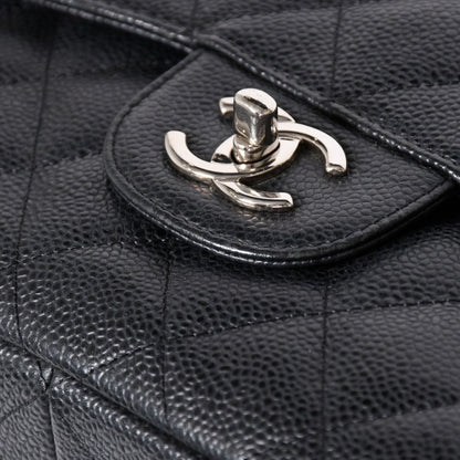 Chanel Maxi Quilted 30 Double Flap Chain Shoulder Bag CC Logo Caviar Leather — view 7