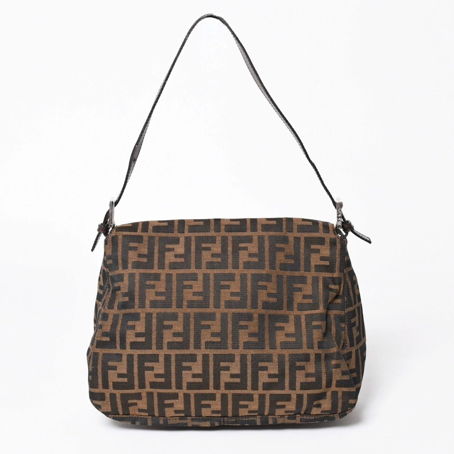 Fendi Mamma Baguette Bag Zucca Pattern Brown Vintage Silver — view 2