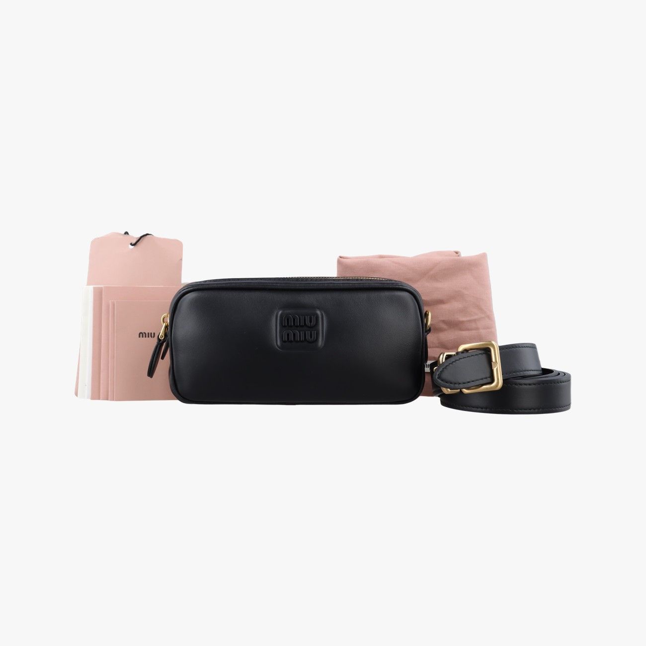Miu Miu Logo Black Leather Handbag