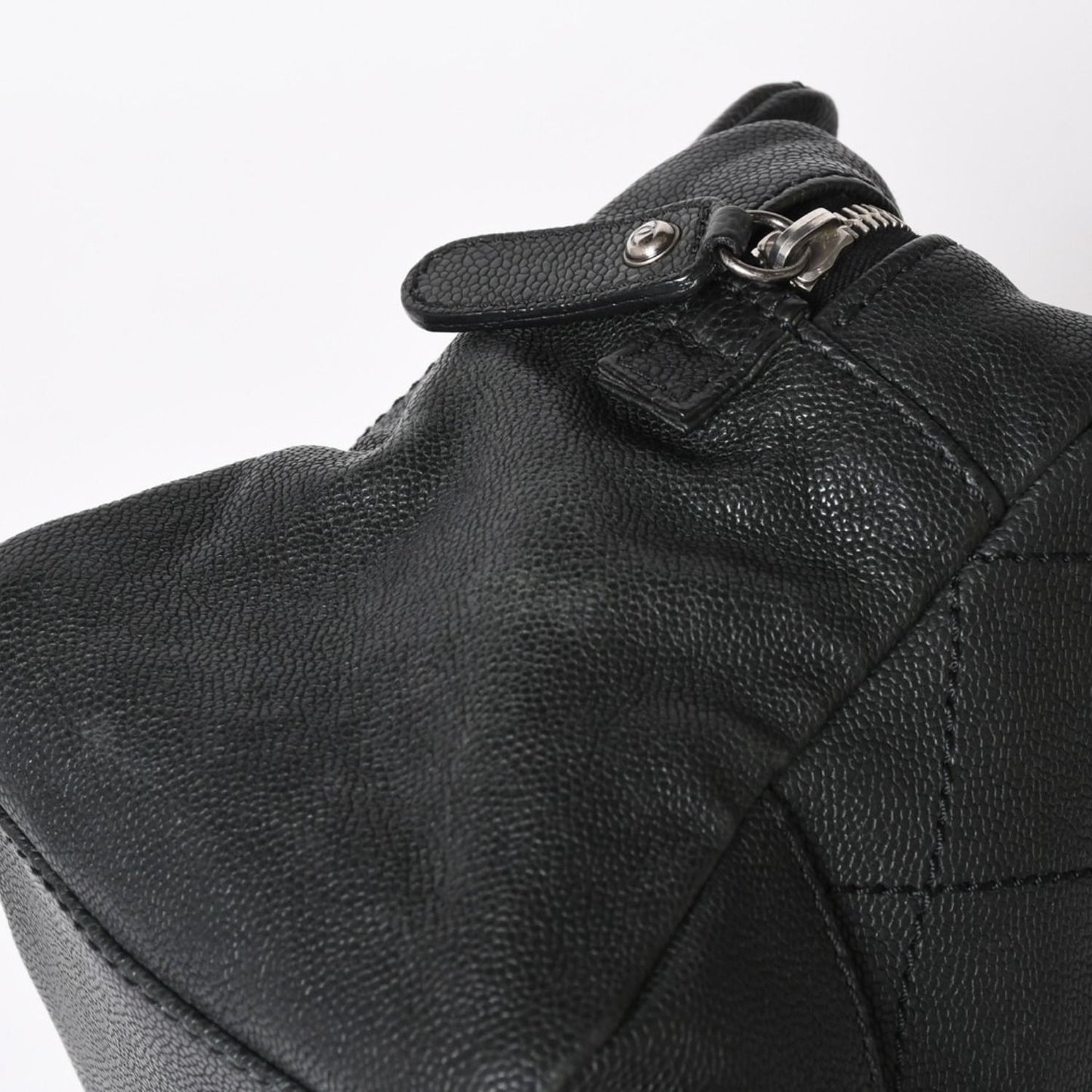 Chanel Wild Stitch Chain Tote Bag CC Logo Caviar Leather Black — view 6