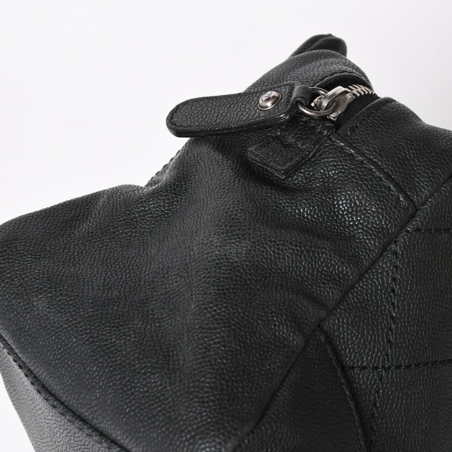Chanel Wild Stitch Chain Tote Bag CC Logo Caviar Leather Black — view 6