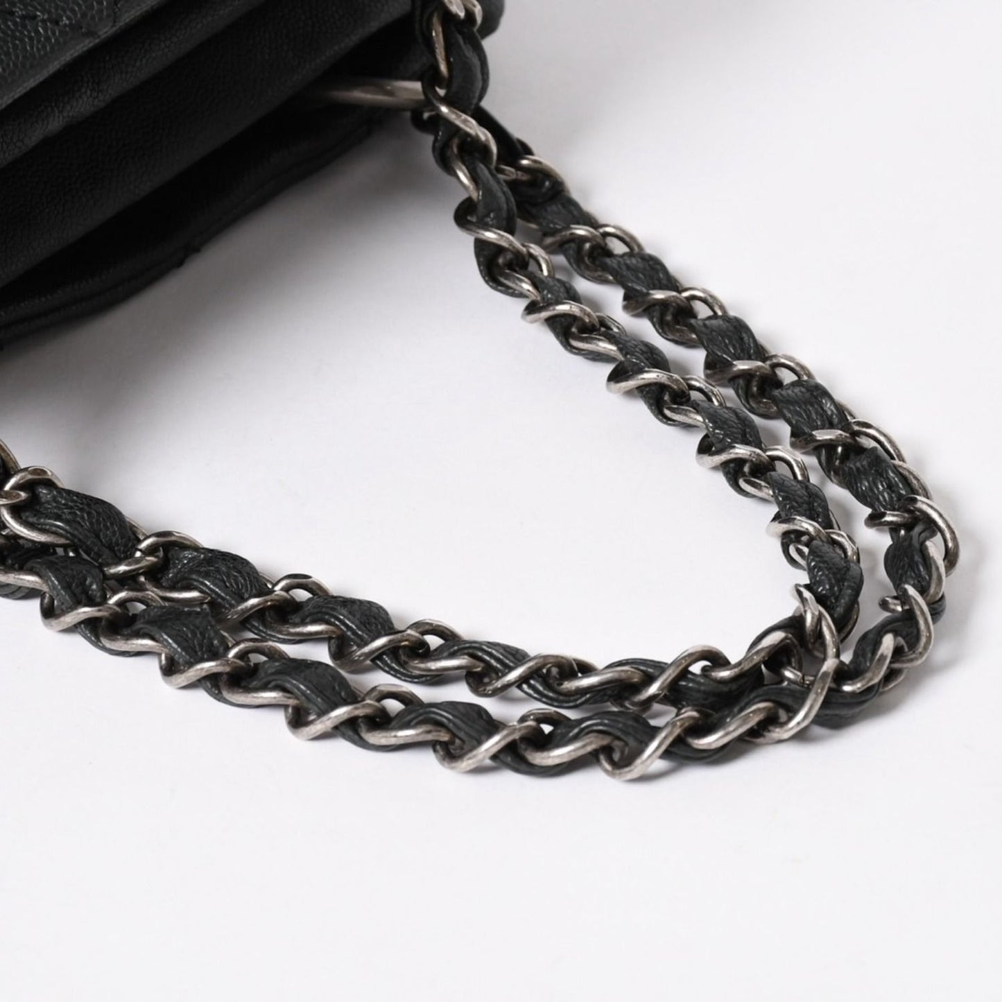 Chanel Wild Stitch Chain Tote Bag CC Logo Caviar Leather Black — view 7