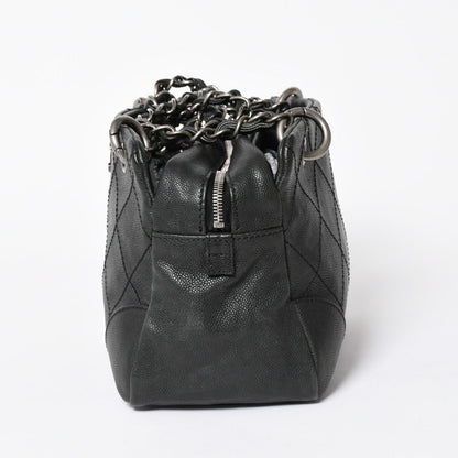 Chanel Wild Stitch Chain Tote Bag CC Logo Caviar Leather Black — view 4