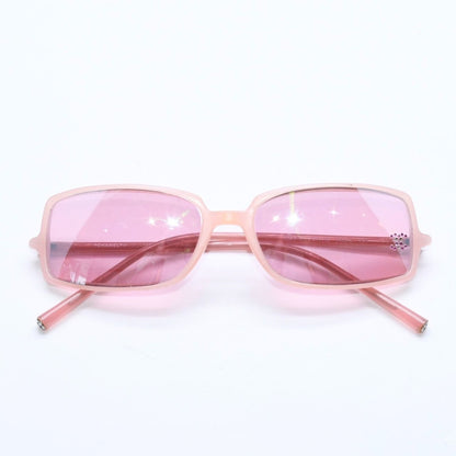 Chanel Square Shape Sunglasses Eyewear CC Logo Rhinestone Clear Pink
