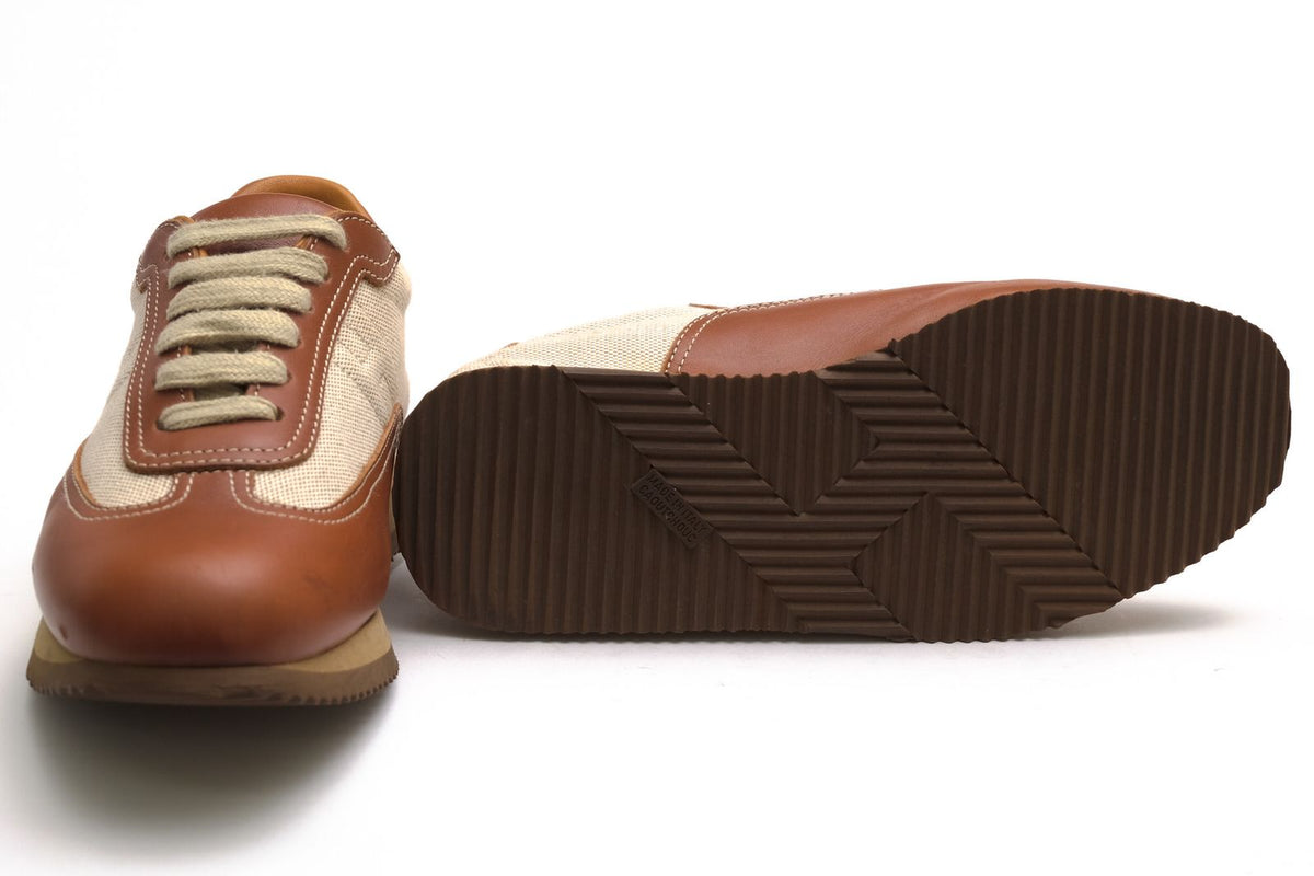 Hermes Sneakers Low-Cut Cotton Canvas Beige Quick Logo — view 7
