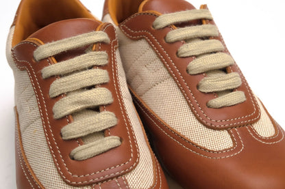 Hermes Sneakers Low-Cut Cotton Canvas Beige Quick Logo — view 6