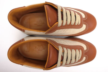 Hermes Sneakers Low-Cut Cotton Canvas Beige Quick Logo — view 5