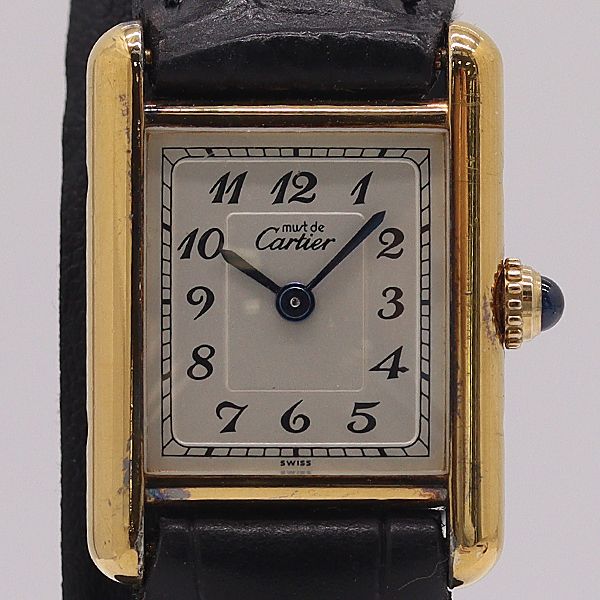 Cartier Must Tank Vermeil 925 Sterling Silver Quartz Dial Watch 8 Ant Tam
