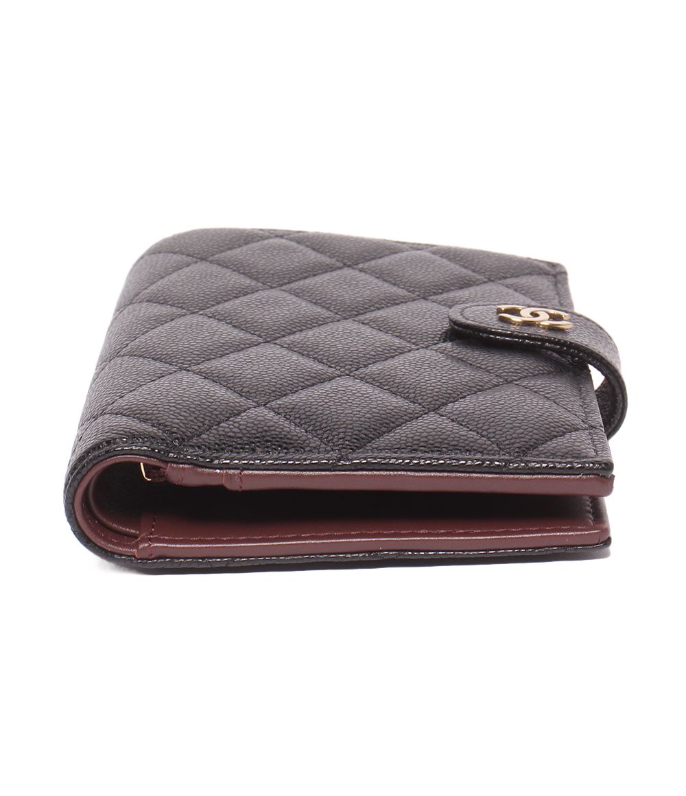 Chanel Bifold Wallet Passport Case Quilted Gold Caviar Leather — view 4