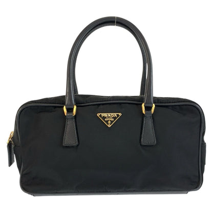 Prada Tessuto Black Gold Nylon Handle Mini Boston Bag