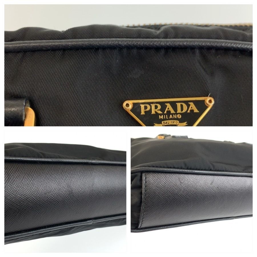 Prada Tessuto Black Gold Nylon Handle Mini Boston Bag — view 6