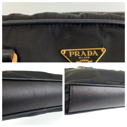 Prada Tessuto Black Gold Nylon Handle Mini Boston Bag — view 6