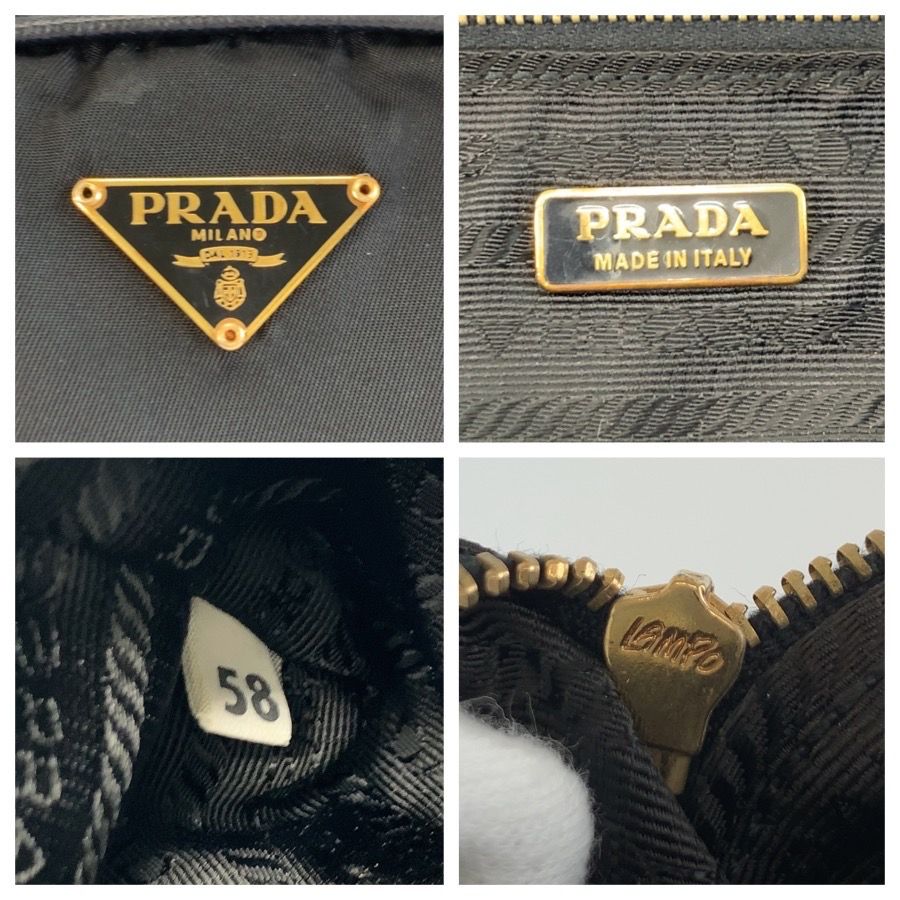Prada Tessuto Black Gold Nylon Handle Mini Boston Bag — view 3