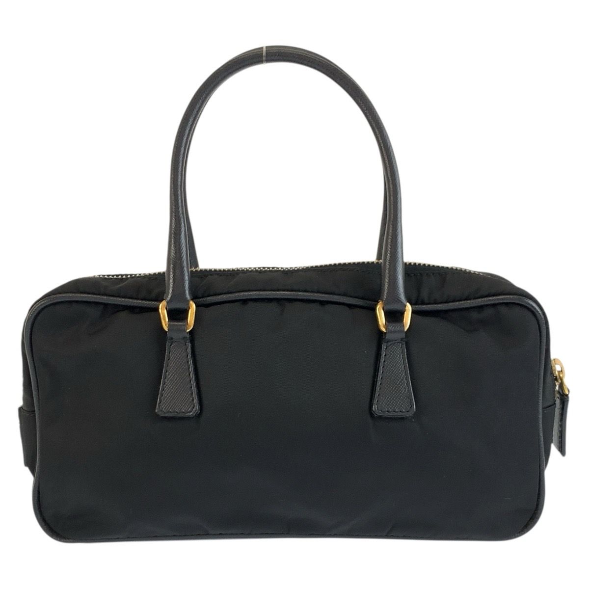 Prada Tessuto Black Gold Nylon Handle Mini Boston Bag — view 2