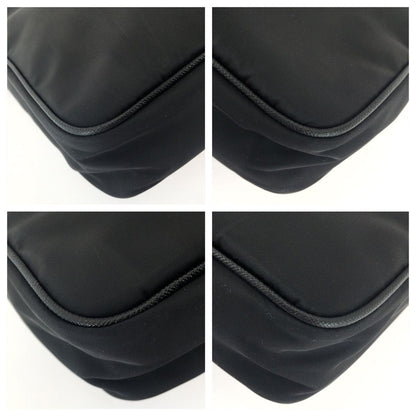 Prada Tessuto Saffiano Black Silver Nylon Leather Shoulder Bag — view 3