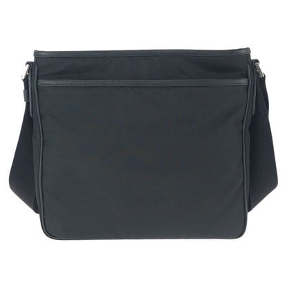 Prada Tessuto Saffiano Black Silver Nylon Leather Shoulder Bag — view 2