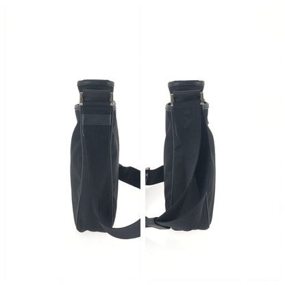 Prada Tessuto Saffiano Black Silver Nylon Leather Shoulder Bag — view 7
