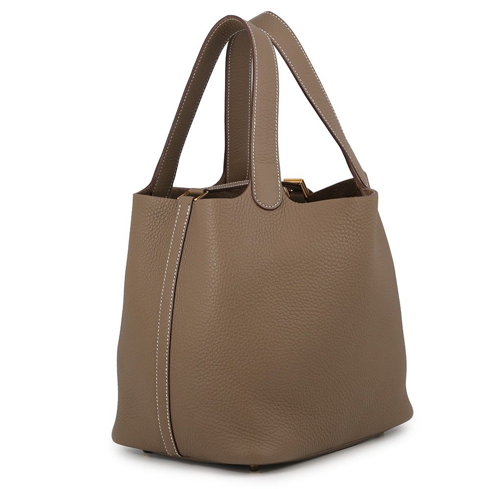 Hermes Picotin Lock MM Etoupe Gold Taurillon Clemence Handbag — view 2