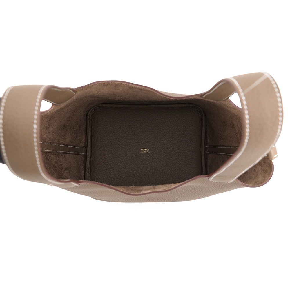 Hermes Picotin Lock MM Etoupe Gold Taurillon Clemence Handbag — view 5
