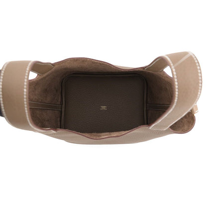Hermes Picotin Lock MM Etoupe Gold Taurillon Clemence Handbag — view 5