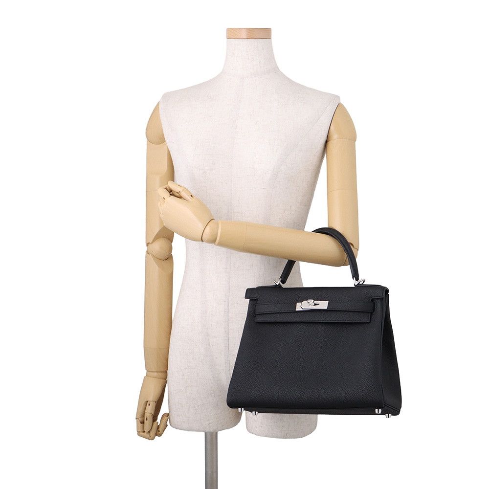 Hermes Handbag Kelly 28 Retourne Black Silver Togo 2-Way Bag — view 4