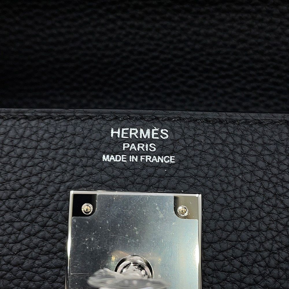 Hermes Handbag Kelly 28 Retourne Black Silver Togo 2-Way Bag — view 6