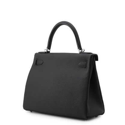 Hermes Handbag Kelly 28 Retourne Black Silver Togo 2-Way Bag — view 2