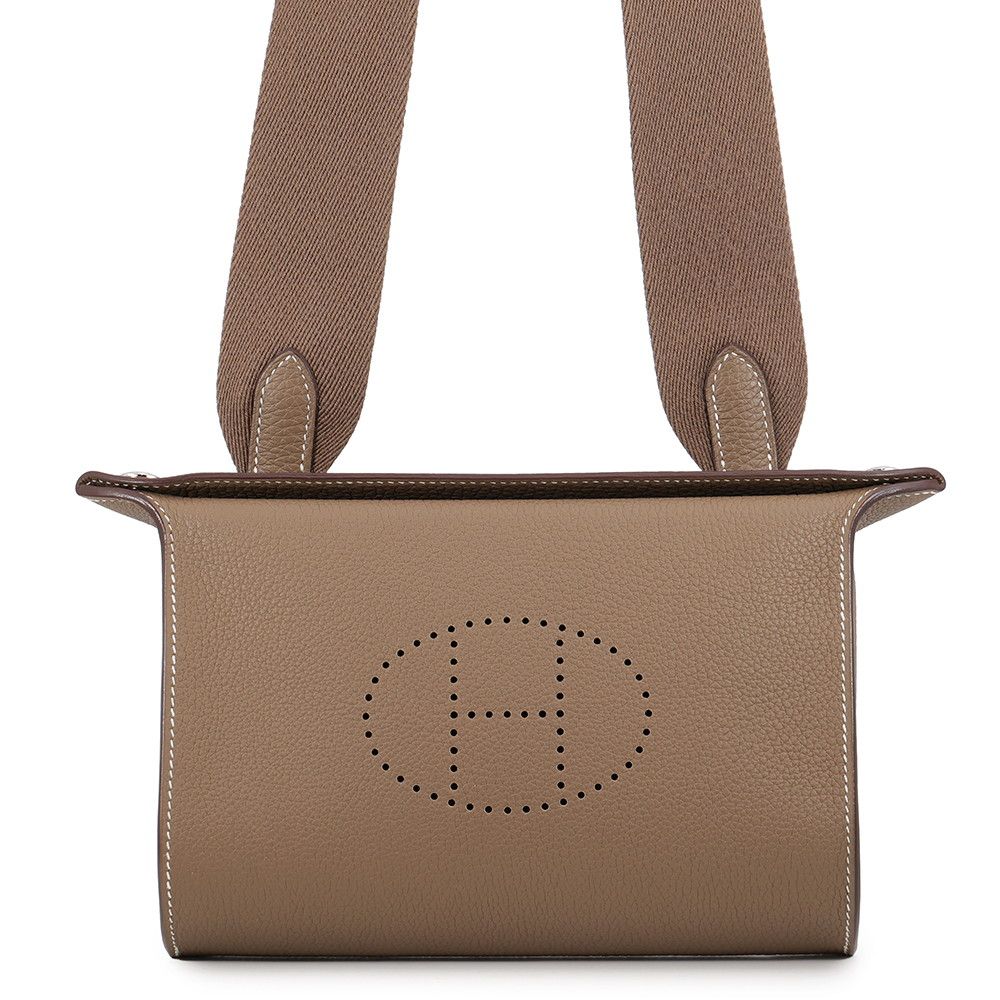 Hermes Shoulder Bag Etoupe Silver Togo