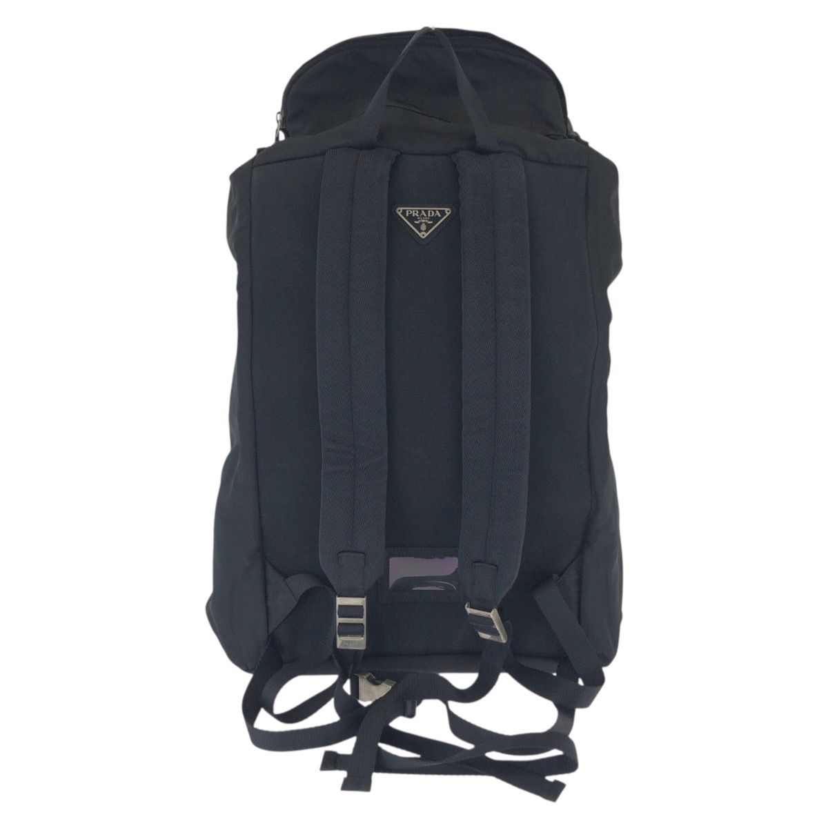 Prada Tessuto Triangular Black Silver Nylon Backpack — view 2