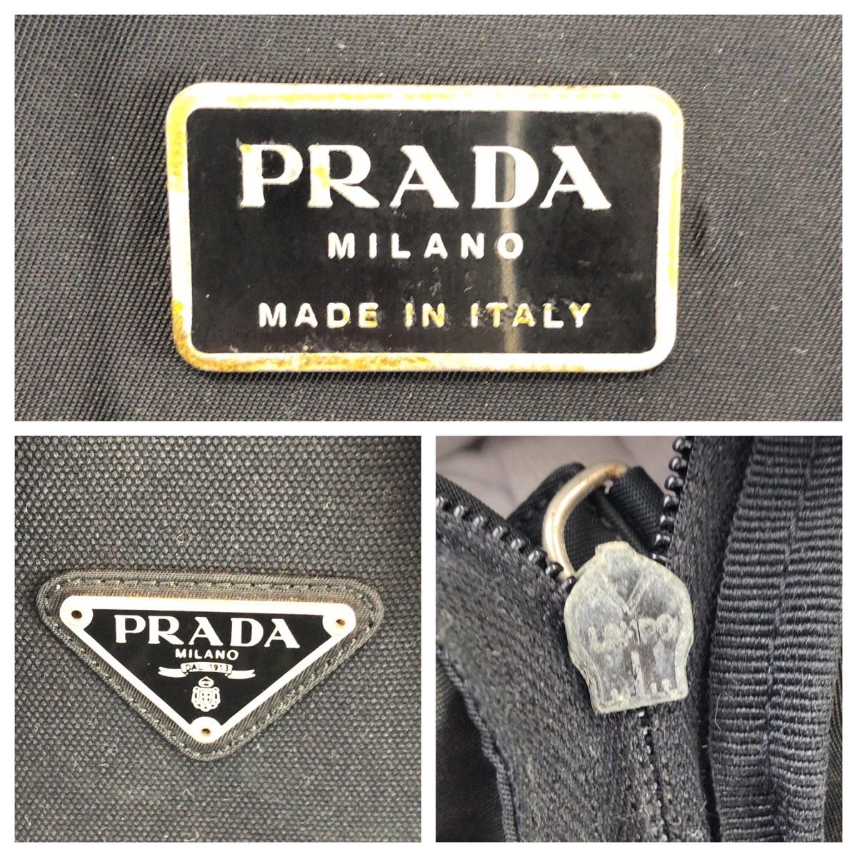 Prada Tessuto Triangular Black Silver Nylon Backpack — view 4
